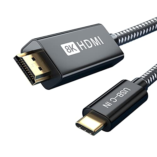 AGFINEST USB C ל- HDMI 2.1 כבל 6.6ft, 8K@60 סוג USB מסוג C לכבל HDMI, מהירות גבוהה 48 ג'יגה -ביט לשנייה [Thunderbolt